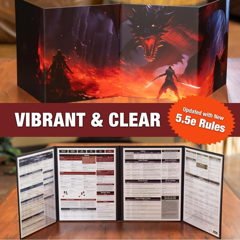 TIDYBOSS 4-Panel DM Screen | Customizable DND Dungeon Master Guide with Inserts for Dungeon Masters | D&D Starter Set | DND Starter kit d&d Accessories | DND Gifts | DND dm Supplies - Image 3